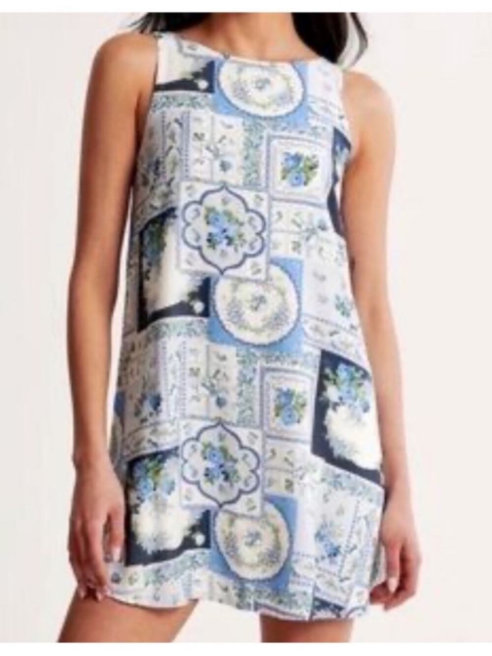 Abercrombie & Fitch Blue Floral Patchwork Mini Dress Size Medium